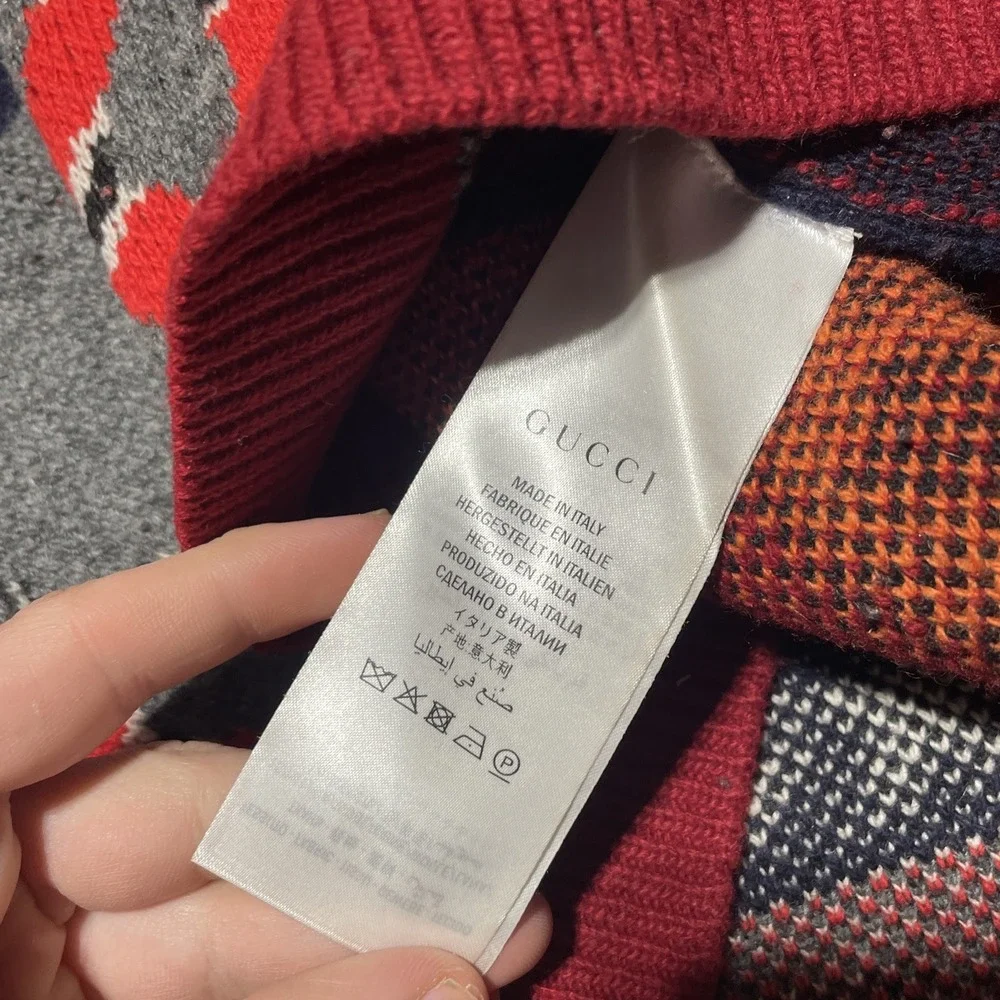 100% AUTHENTIC Gucci Sine Amore Nihil Wool Sweater Men SZ M AOP Red Snakes Tiger